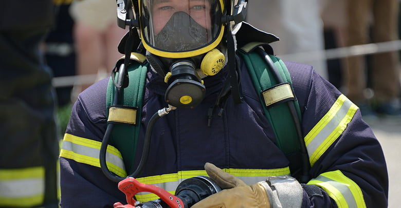 close up of a firefighter
